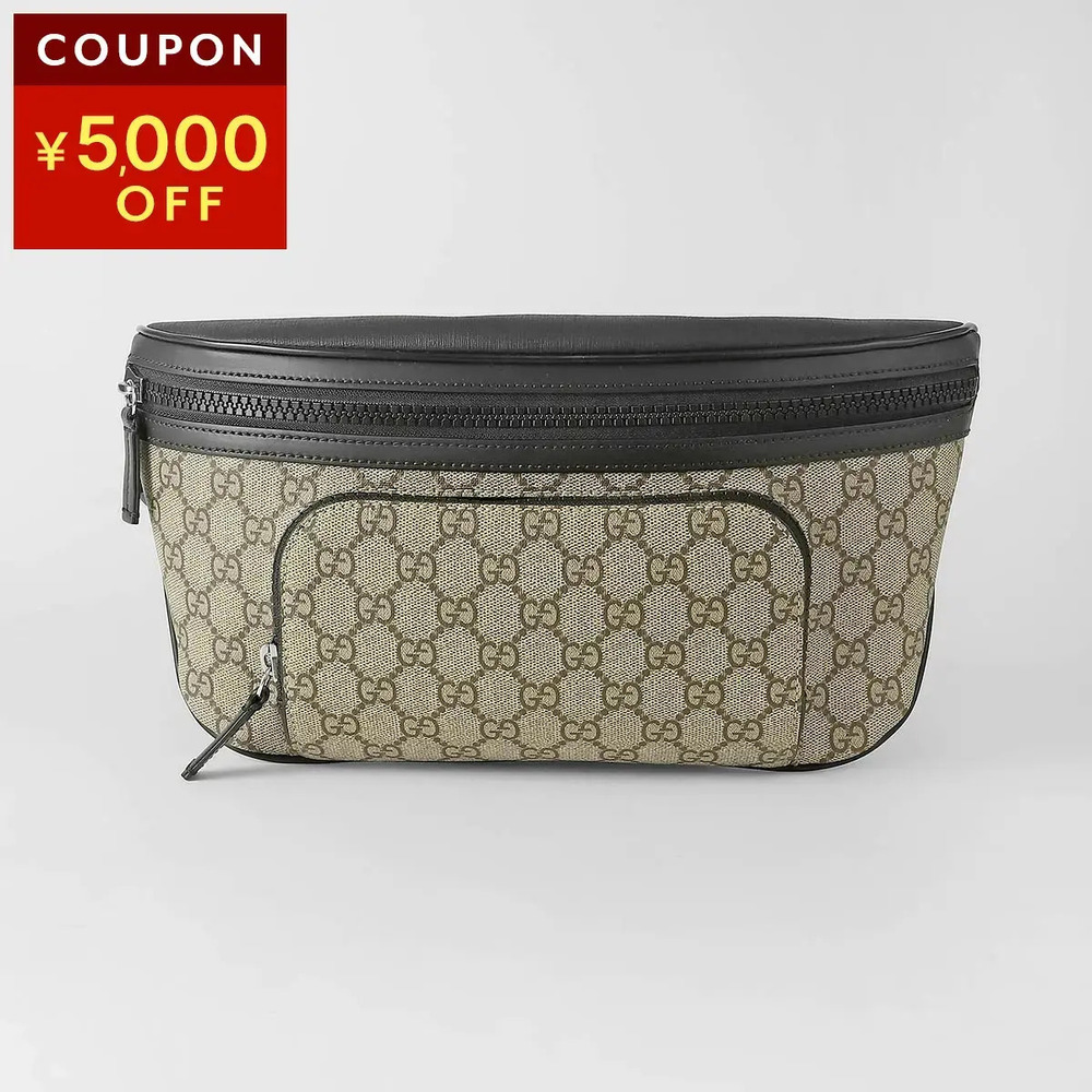 Gucci Body Bag Waist GG Supreme Waist Bag Canvas Leather Beige Black